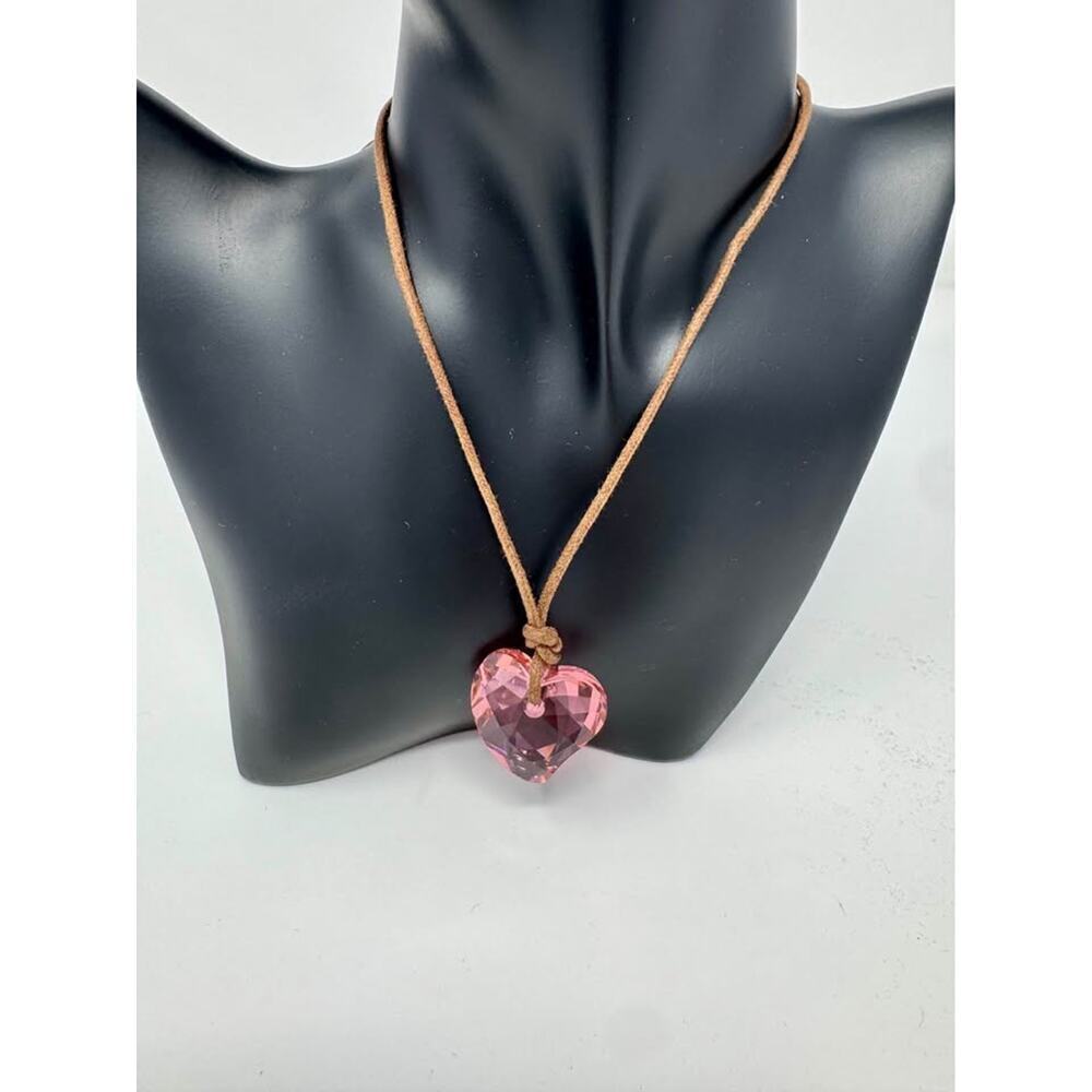 Crystal pink heart necklace